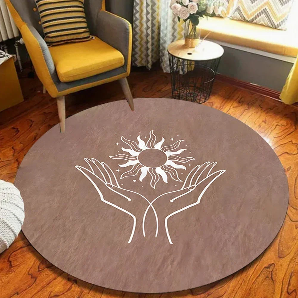 Sun & Moon Round Rug – Non-Slip Mystic Circle Area Rug Round Area Rug HIP
