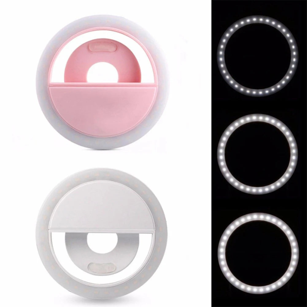 Led Selfie Ring Light Mobile Phone Lens LED Selfie Lamp Ring for IPhone Samsung Xiaomi Huawei Phone Selfie Clip Light Accessorie HIP