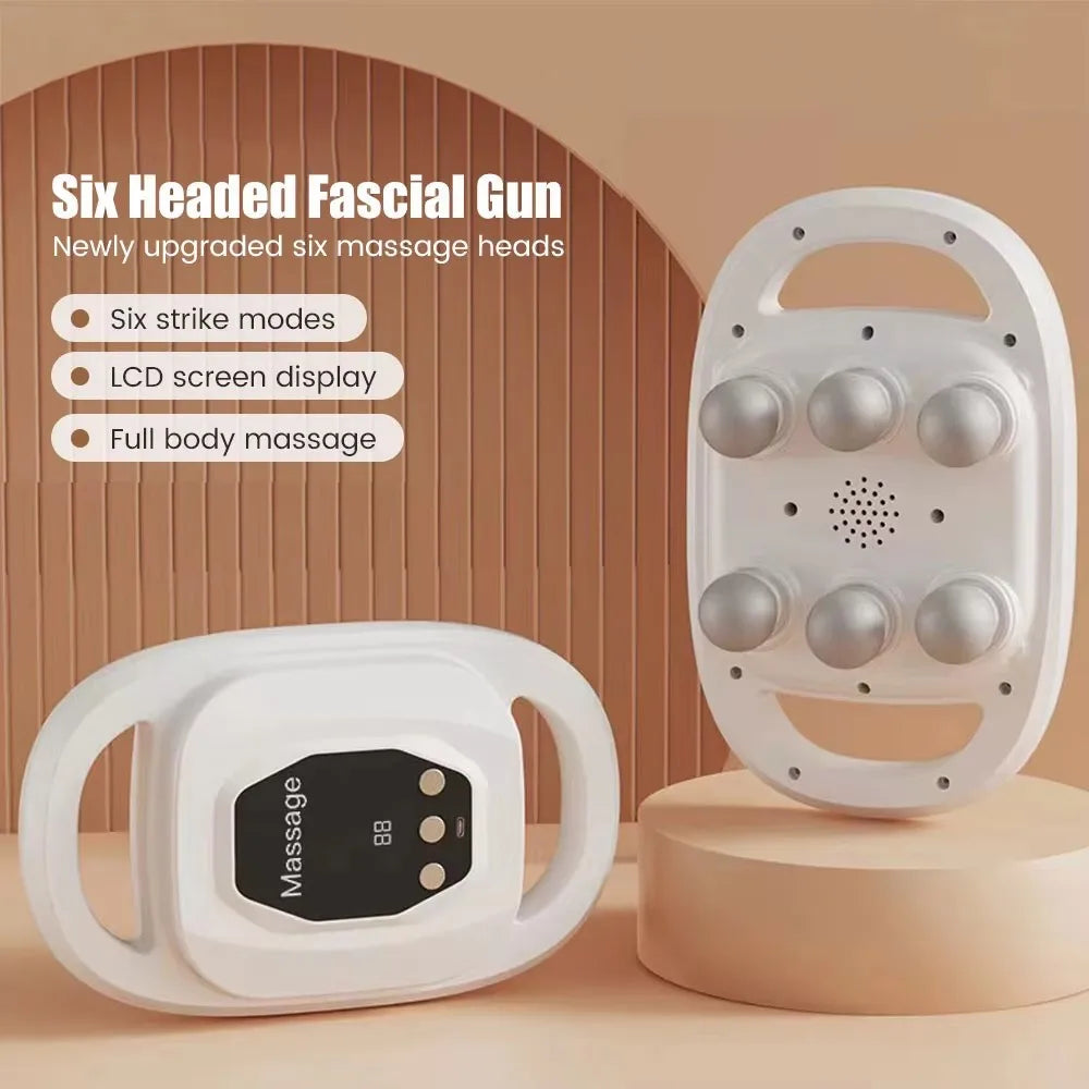 PAQIN 6-Head Percussion Massage Gun – 9 Modes, 20mm Depth Percussion Massage Gun HIP 20Gear-White B Type C Charge