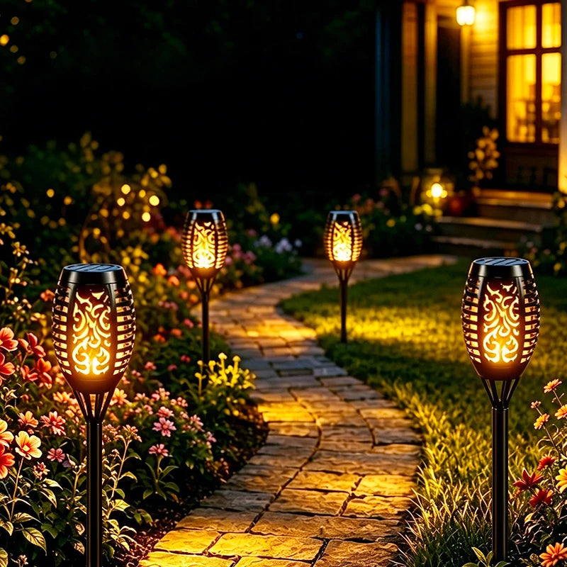 12 LED Solar Flickering Flame Pathway Lights – Waterproof Solar Pathway Lights HIP