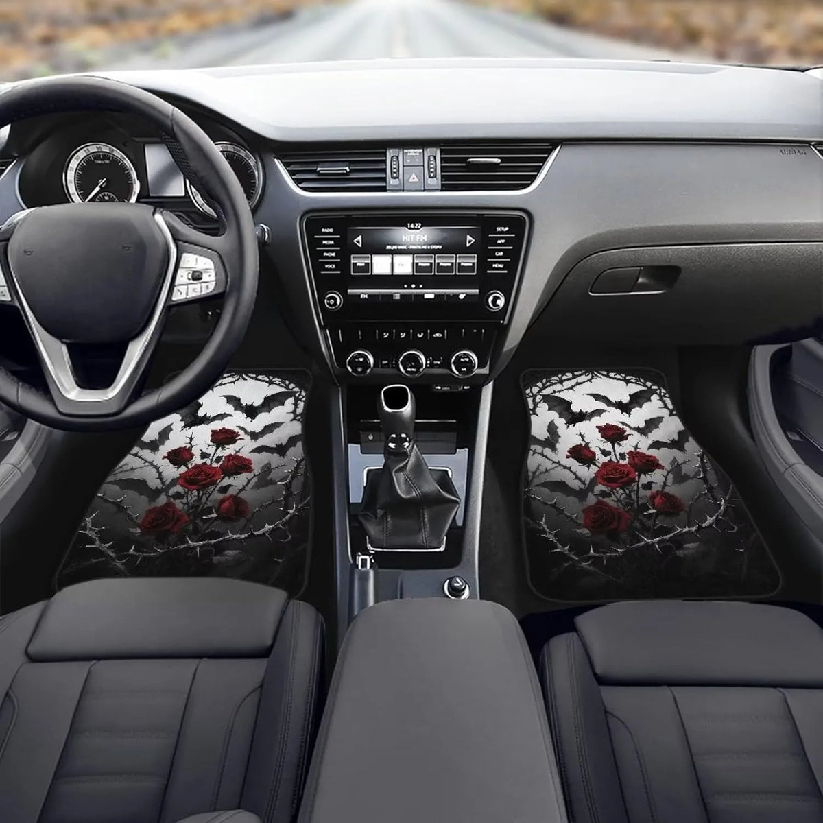 Gothic Rose Halloween Bat Car Floor Mats – All Weather Black Car Floor Mats HIP