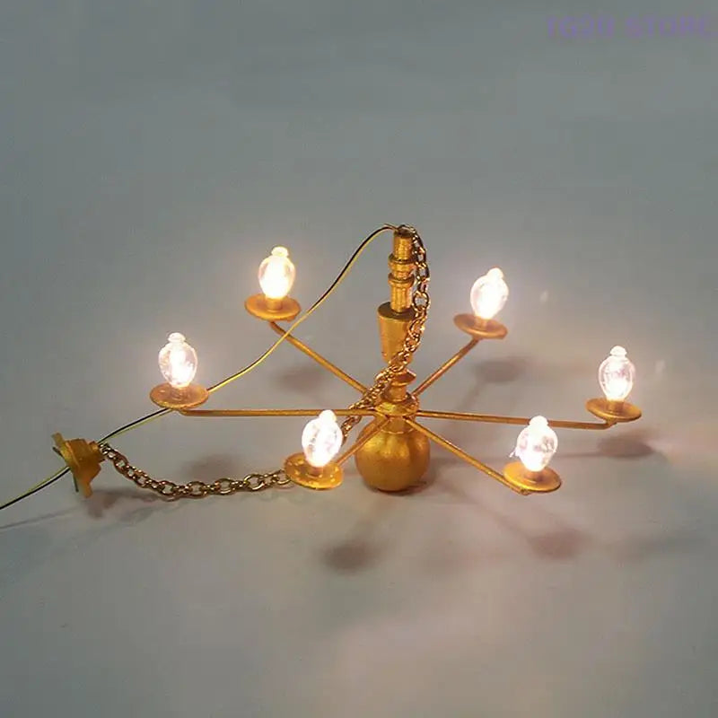 Miniature LED Ceiling Chandelier – Dollhouse Lamp 3V Dollhouse Miniature Lamp HIP