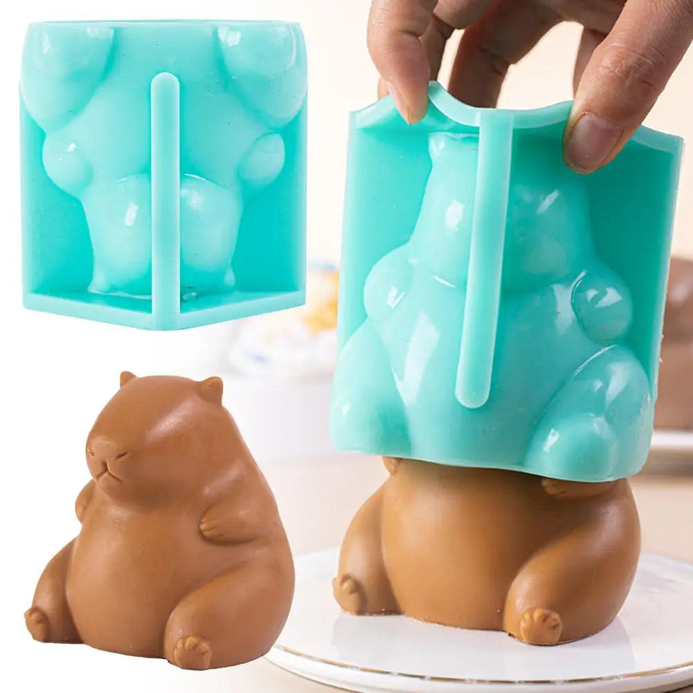Capybara Milk Freeze Silicone Mold Capybara Liquid Silicone Mold Sugar Pudding Mould Cute Animal Cake Mold For Kitchen HIP