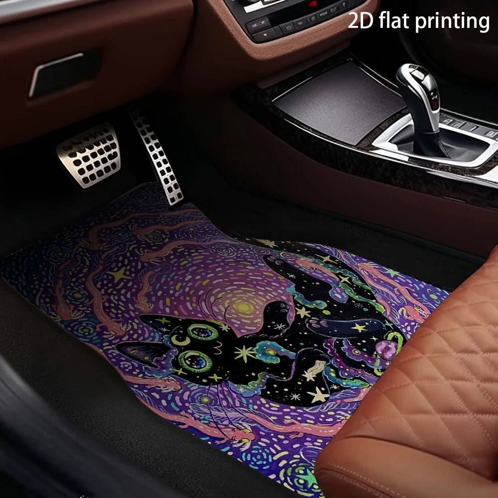 4-Piece Starry Night Cat Car Floor Mats – Universal Fit Car Floor Mats HIP