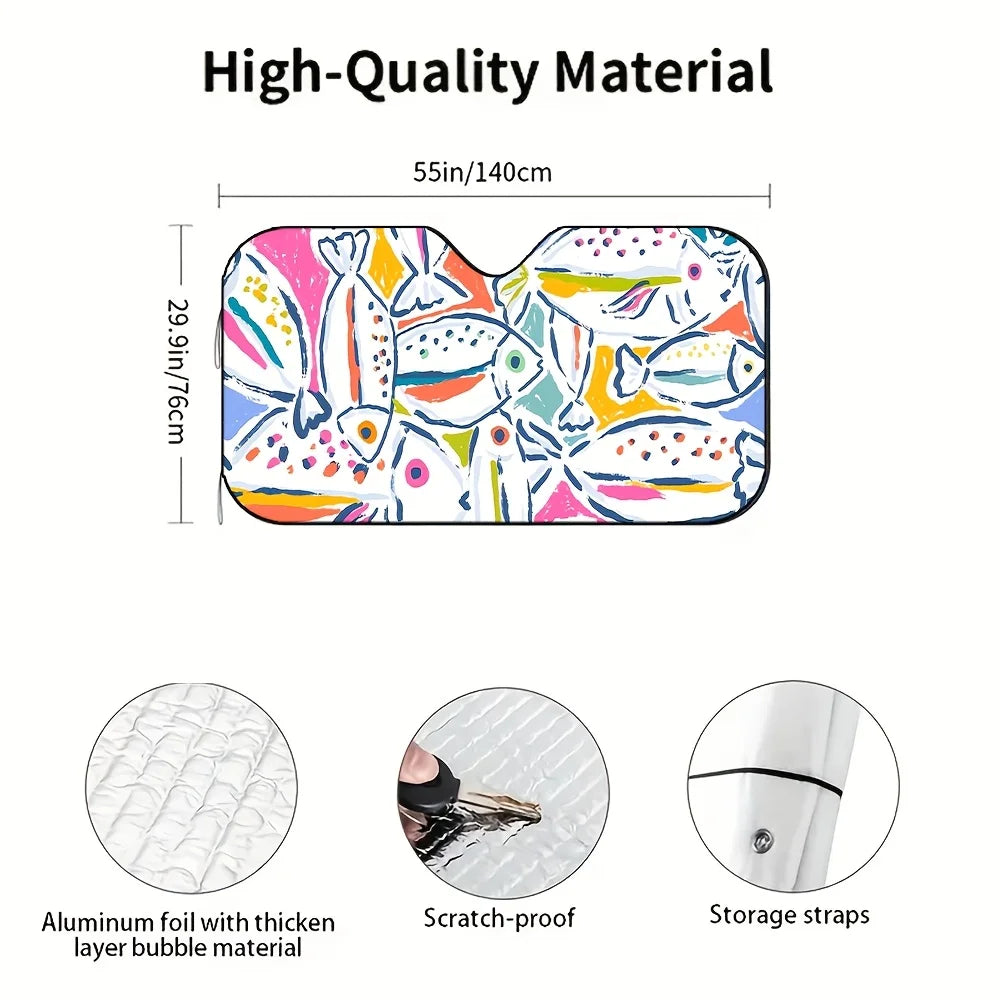 Cartoon Fish Car Windshield Sun Visor – Colorful & Stylish Car Windshield Sunshade HIP