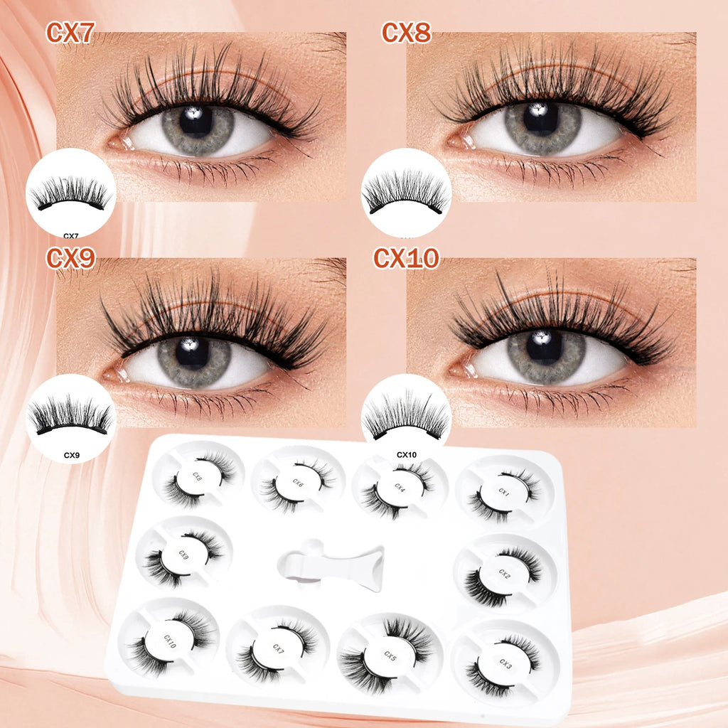 YSDO 10pairs 3D Magnetic False Eyelashes Kit Reusable Natural Mink False Lashes Professional Eyelash Extension With Tweezer HIP