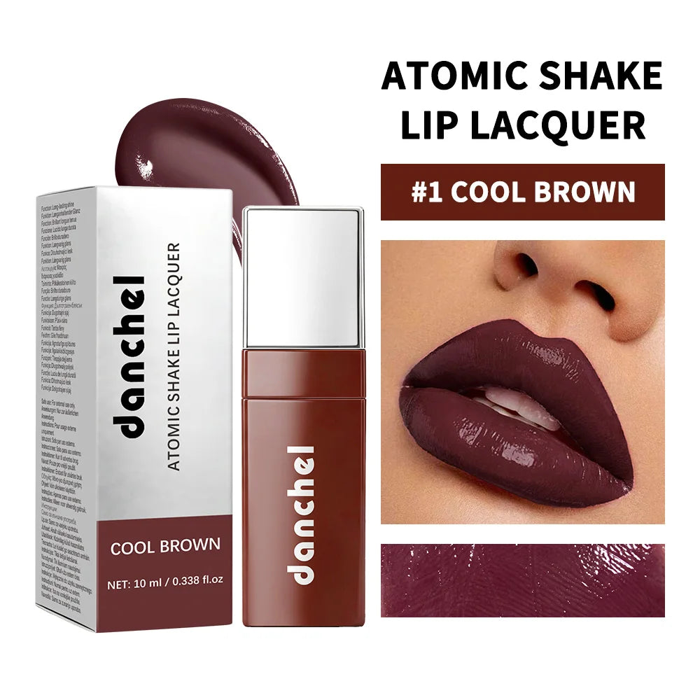 Lip Stain High-Shine Longwear Lipstick Long Lasting Lip Gloss Liquid Lipstick Makeup Lip Oil Lip Tint Gifts Makeup HIP 1Cool Brown