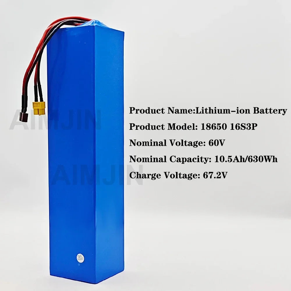 60V 10500mAh 16S3P Lithium Battery Pack with BMS | Aimjin Lithium Battery Pack HIP