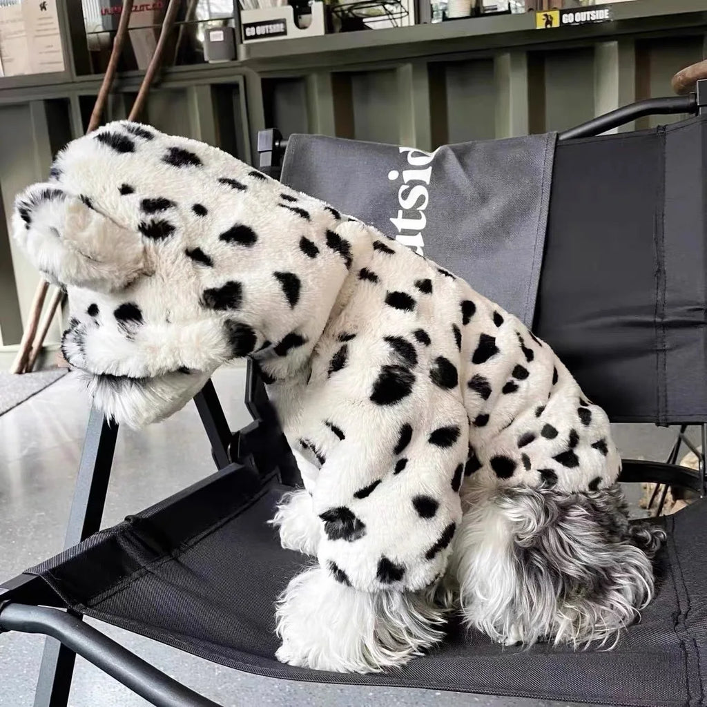 White Leopard Dog & Cat Hoodie – Warm Winter Pet Coat Pet Dog Hoodie HIP
