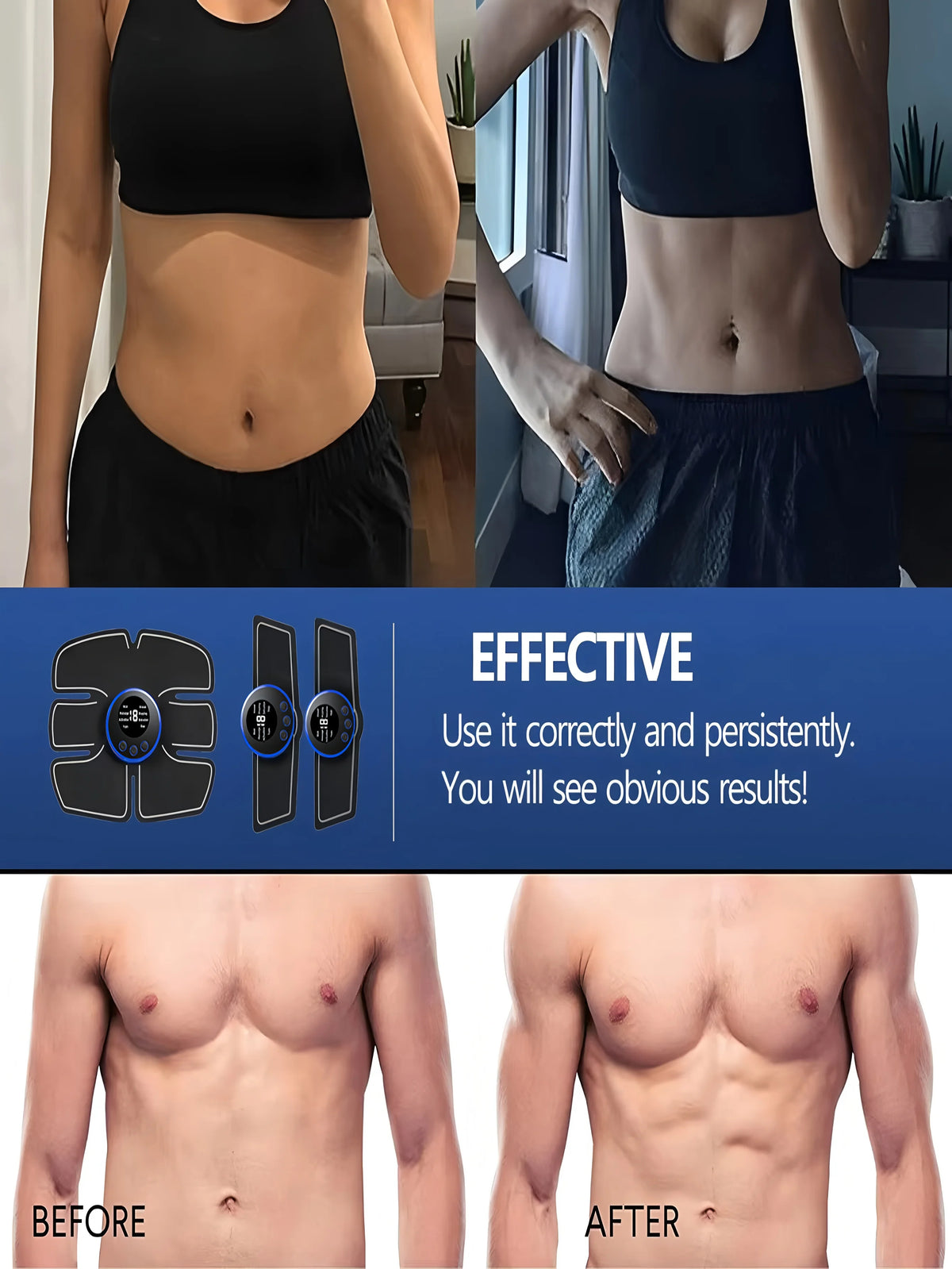 AXH Portable EMS Muscle Toner – Wireless Rechargeable Trainer EMS Muscle Trainer HIP
