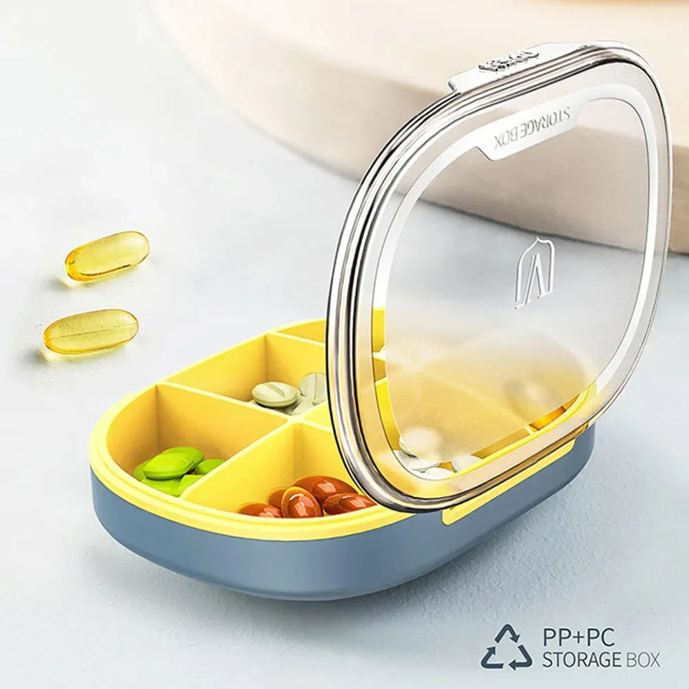 Waterproof 4/6 Grid Sealed Portable Medicine Box Transparent Medicine Multi-functional Subpackage Medicine Box Storage Box HIP