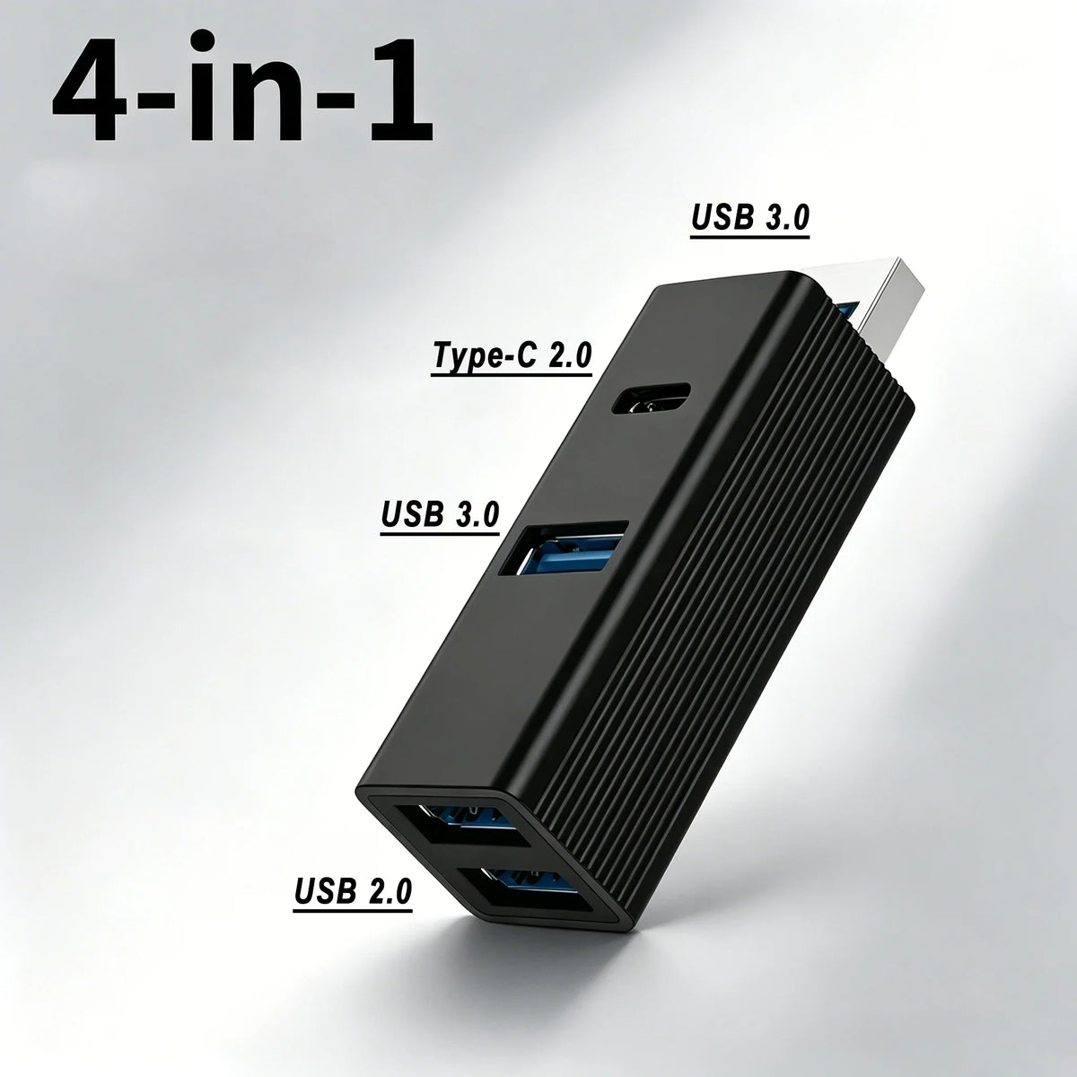 4-in-1 USB-C Hub Aluminum Alloy USB 3.0 Splitter Adapter USB-C Hub Adapter HIP black