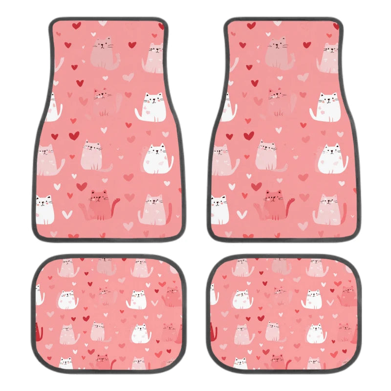 4-Piece Pink Love Car Floor Mats – Non-Slip All-Weather Set Car Floor Mats HIP 1 One Size