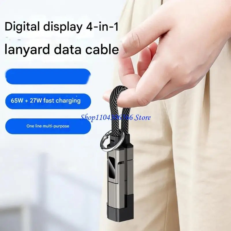 Keychain USB-C Cable – Digital Display & Zinc Alloy | 40Gbps USB-C Keychain Cable HIP