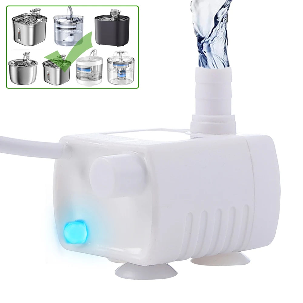 Water Pump LED Light Pet Cat Water Fountain Accessories Replacement Cats Water Dispenser Filter Element Anti-Dry Boil Water Pump HIP