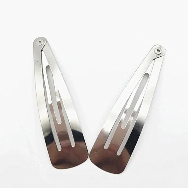 50pcs/pack Silver Tone Snap Hair Clips Craft Bow-Nickel Plated 30/40/50mm Barrette Slide Blanks for Kid DIY Decoration Hot HIP