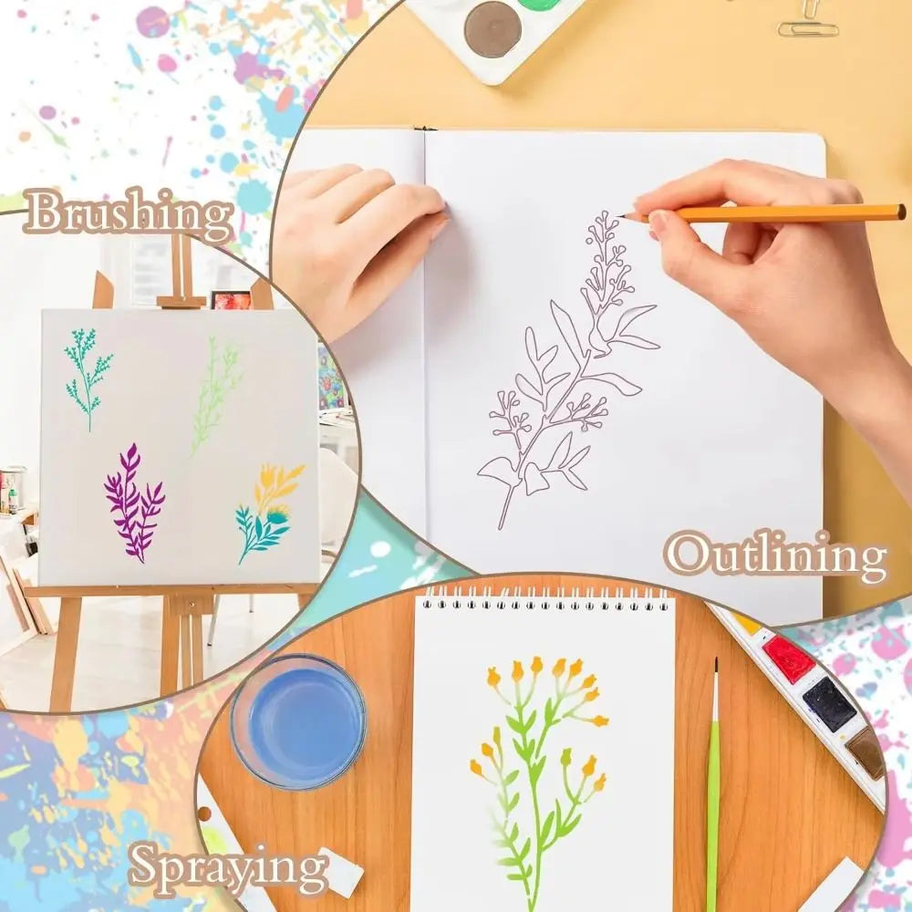 24-Piece Reusable Floral PET Painting Stencils for DIY Art DIY Painting Stencils HIP