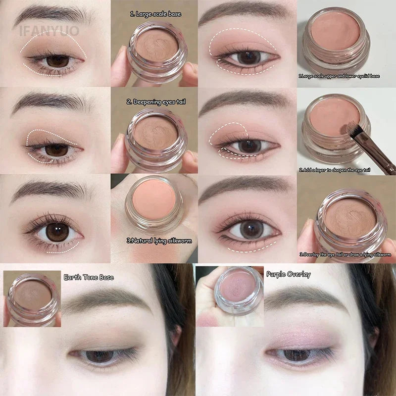 Matte Purple Peach Pink Eyeshadow Cream Blush Face Contour Waterproof Lasting Concealer Nude Brown Eyeshadow Primer Base Makeup HIP