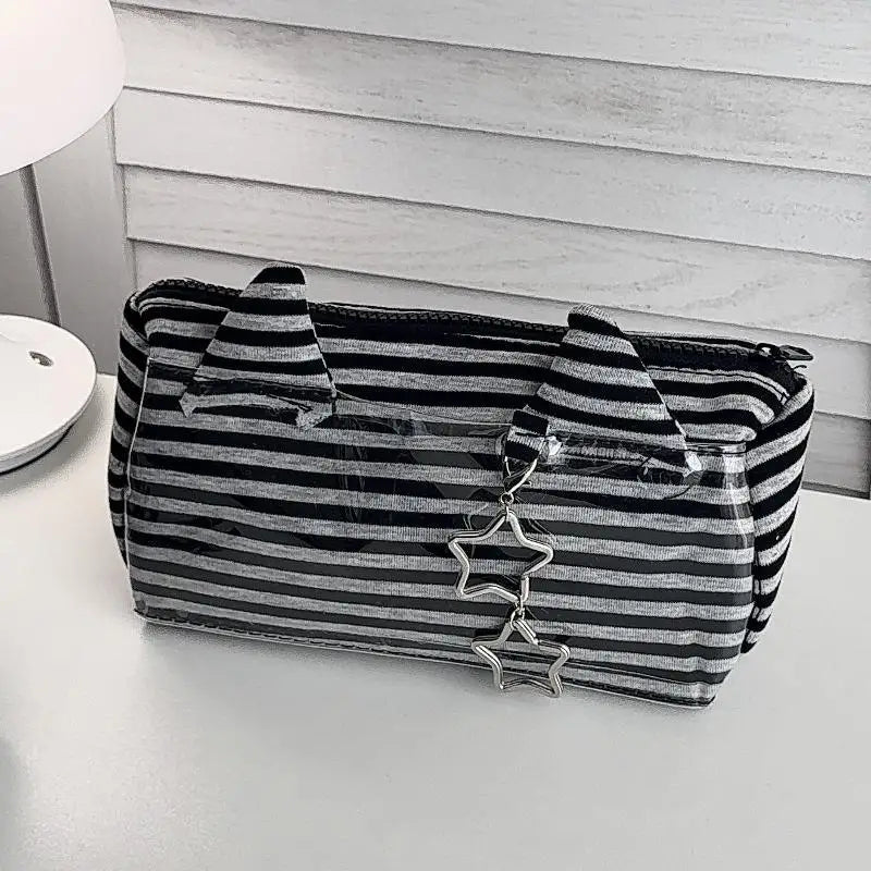 Striped Devil Horn Pencil Case – Large Capacity Pouch 2-Pc Pencil Case Set HIP A1