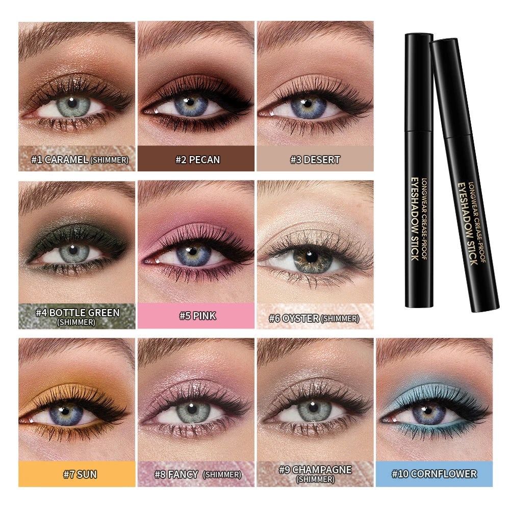 Eyeshadow Stick Highlighter Brightening Pen with Pearly Glitter & Matte Finish Shadow Eyeshadow Pencil Crayon Eyeliner Cosmetic HIP