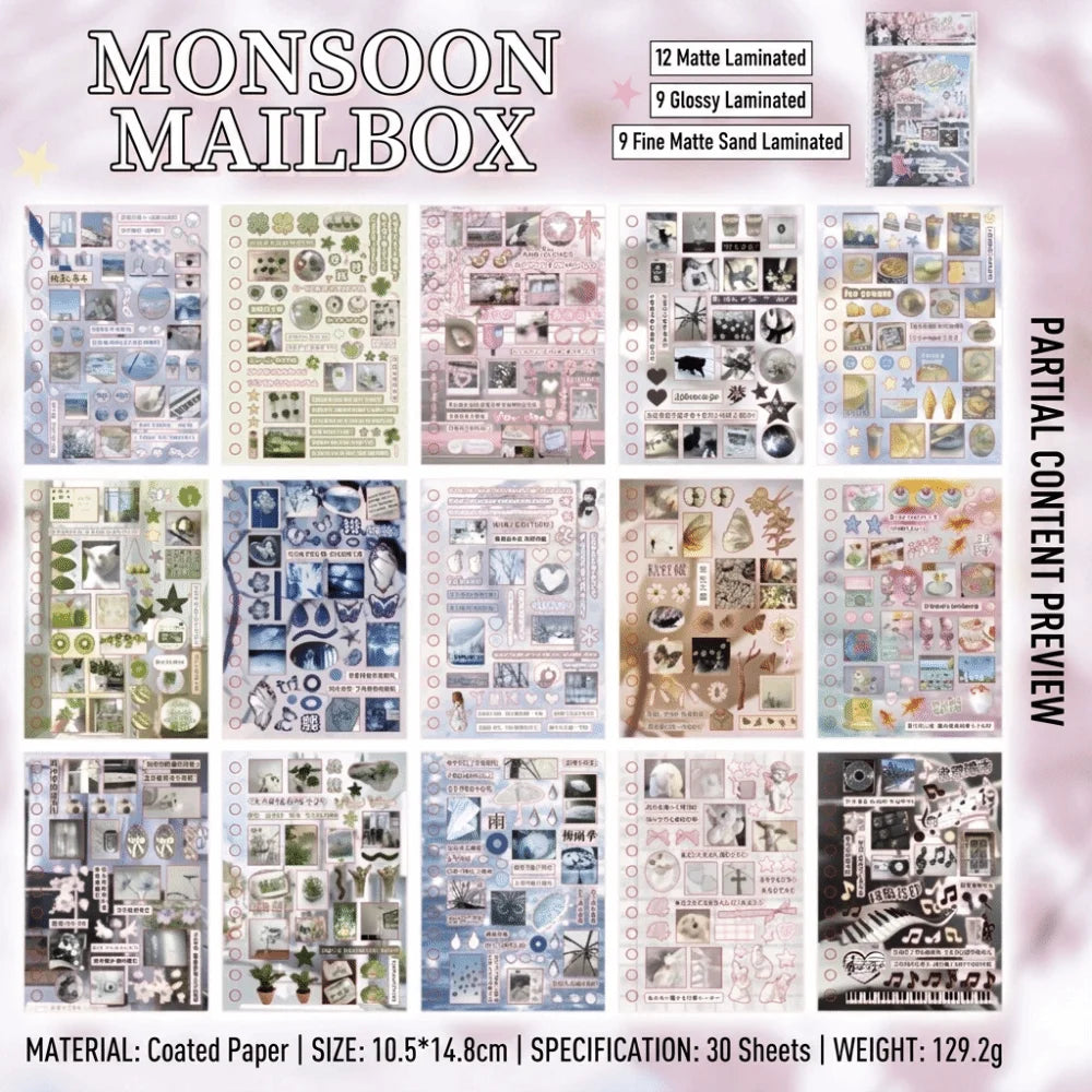 Retro Y2K 30-Page Sticker Book – Japanese Cartoon Scrapbook DIY Sticker Book HIP A