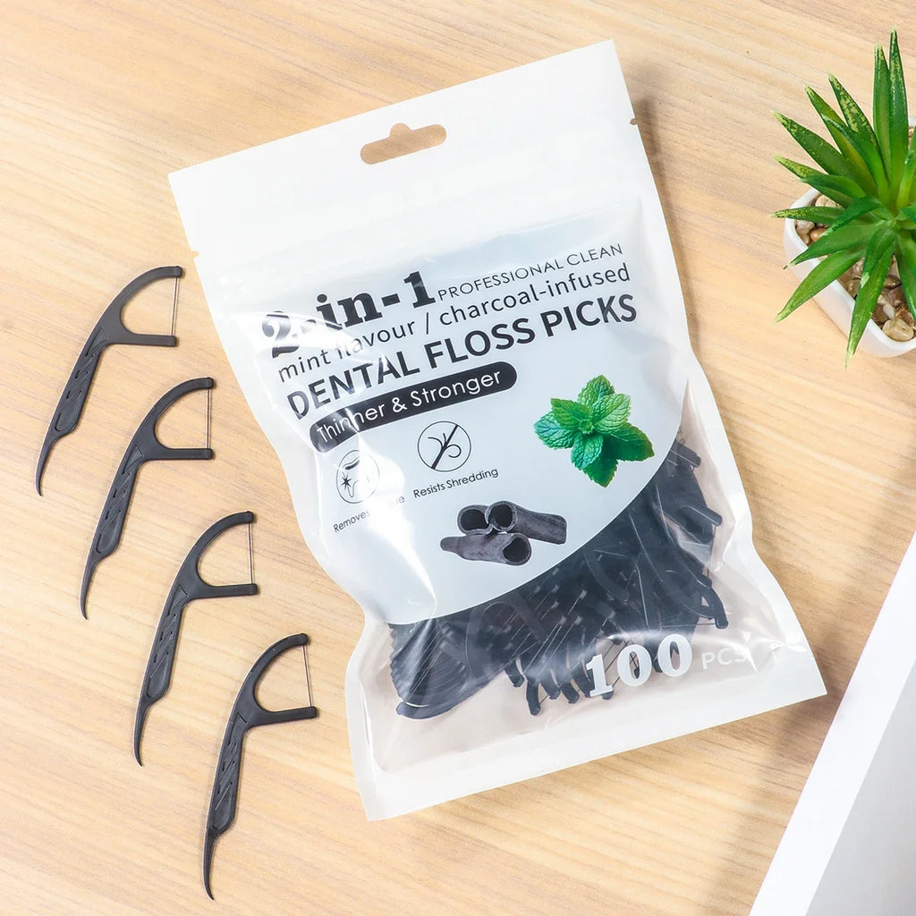 RUZOFO Bamboo Charcoal Menthol Dental Floss Picks 30–500 Pcs Dental Floss Picks HIP