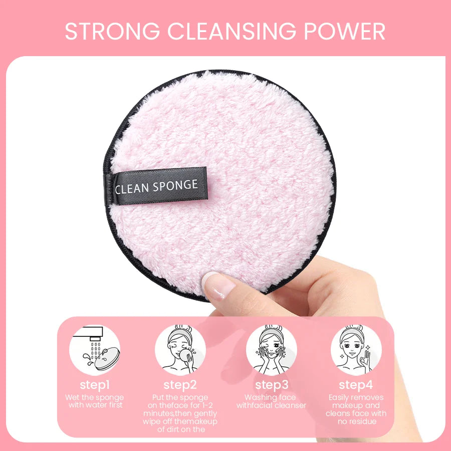 5-Pack Face Wash & Makeup Remover Puffs | Home & Travel Cosmetic Puff Set HIP