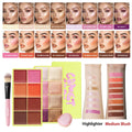 16Color Cream Eyeshadow Palette 4Pcs Set Matte Shimmer Multi-use Eye Face Makeup With Brush Sponge Puff Beauty Cosmetics HIP set14