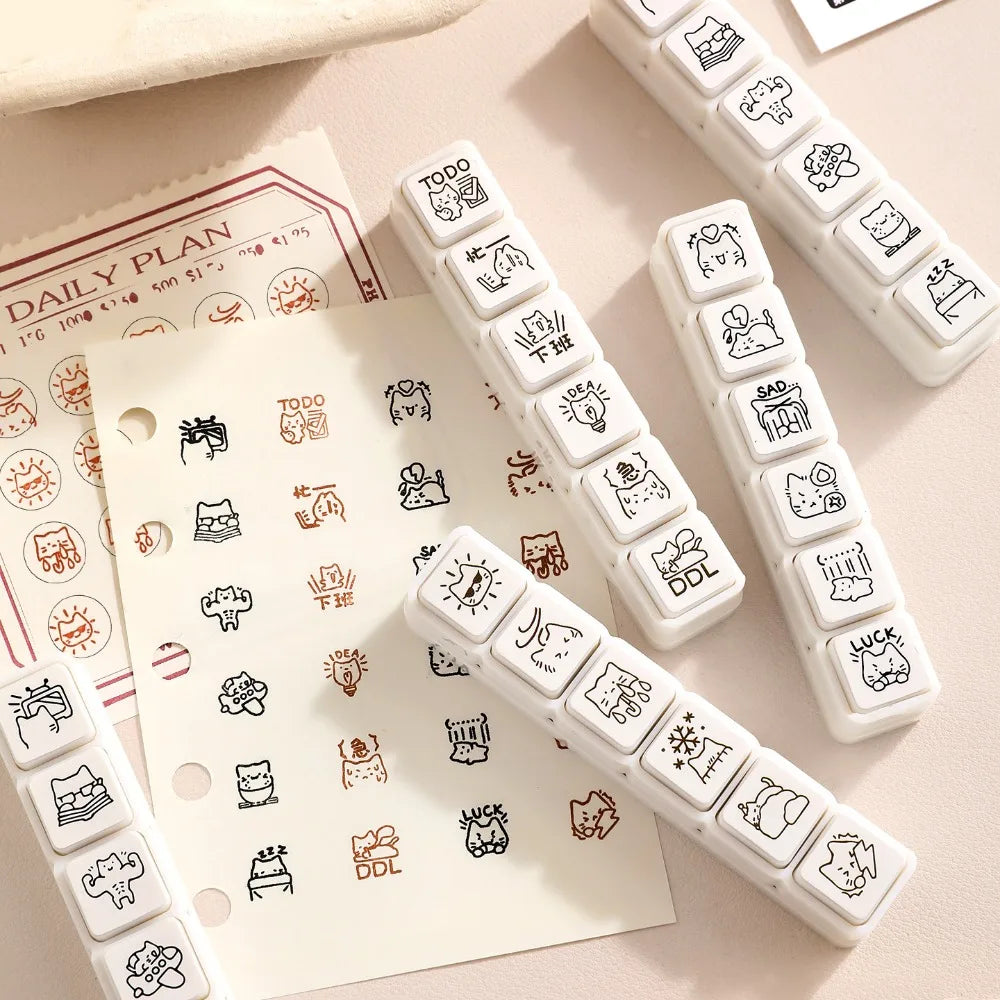 Cat Shape Mini Stamp – Cute DIY Diary & Scrapbooking Decor DIY Craft Stamp HIP