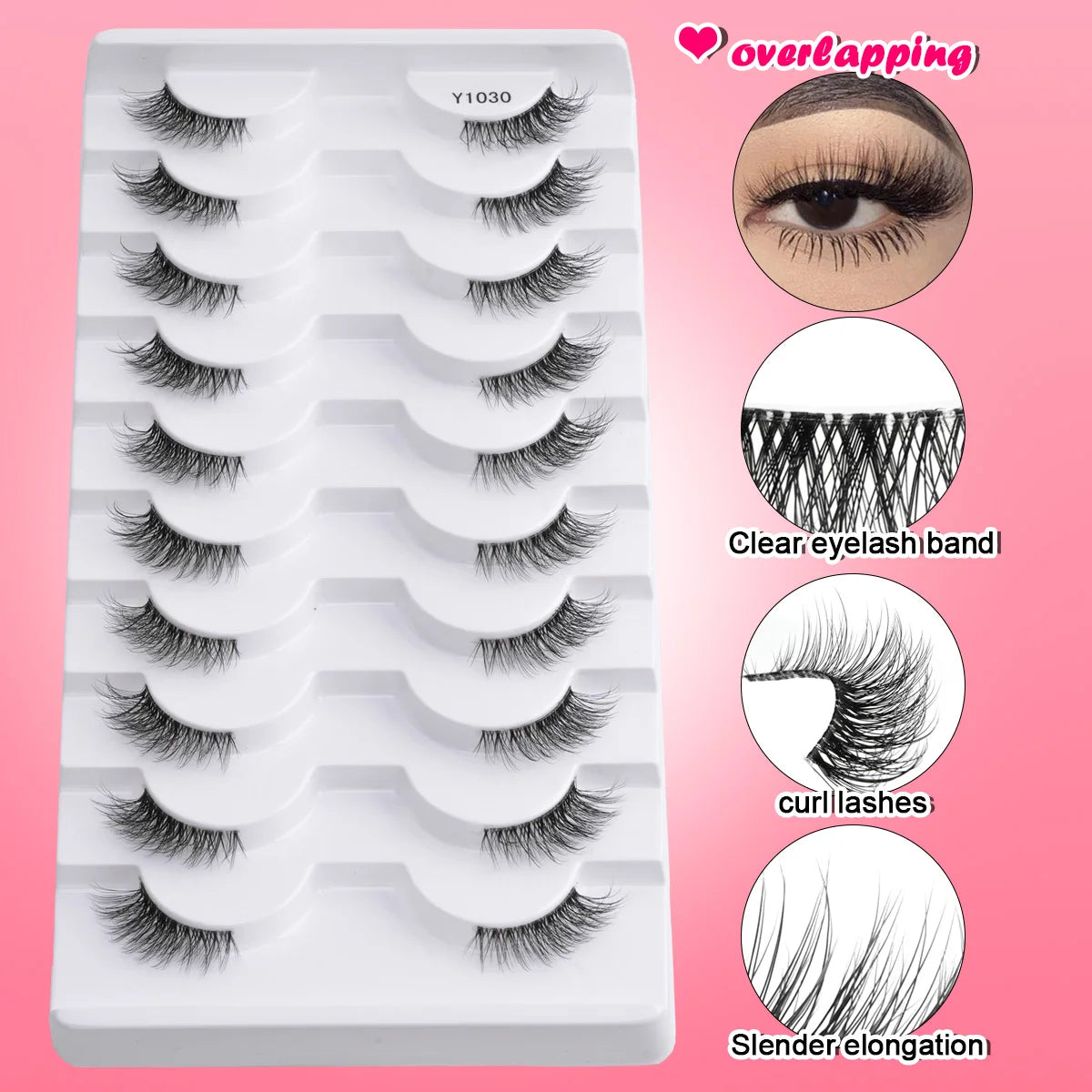 YSDO Natural Half Lashes New Hand Made Maquilagem Fluffy Fake Half Eyelashes Soft 3D Mink Lashes Makeup 3/5/10 Pairs Faux Cilios HIP