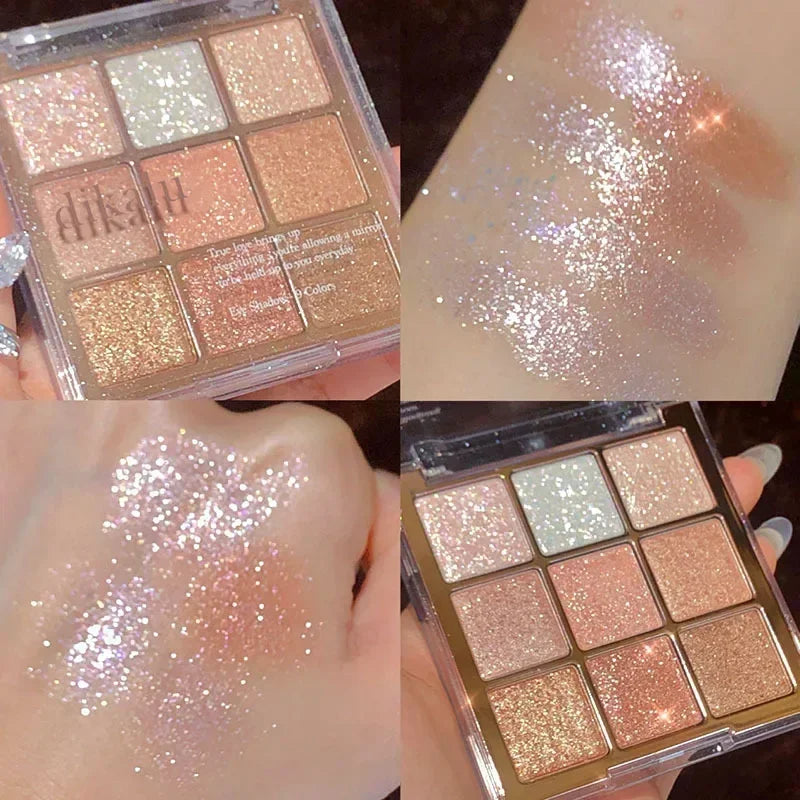 Knitted Pattern Eyeshadow Palette Glitter Matte Pink Pearlescent Shimmer Shinny Pigment Diamond Eyeshadow Korean Cosmetic Makeup HIP 13