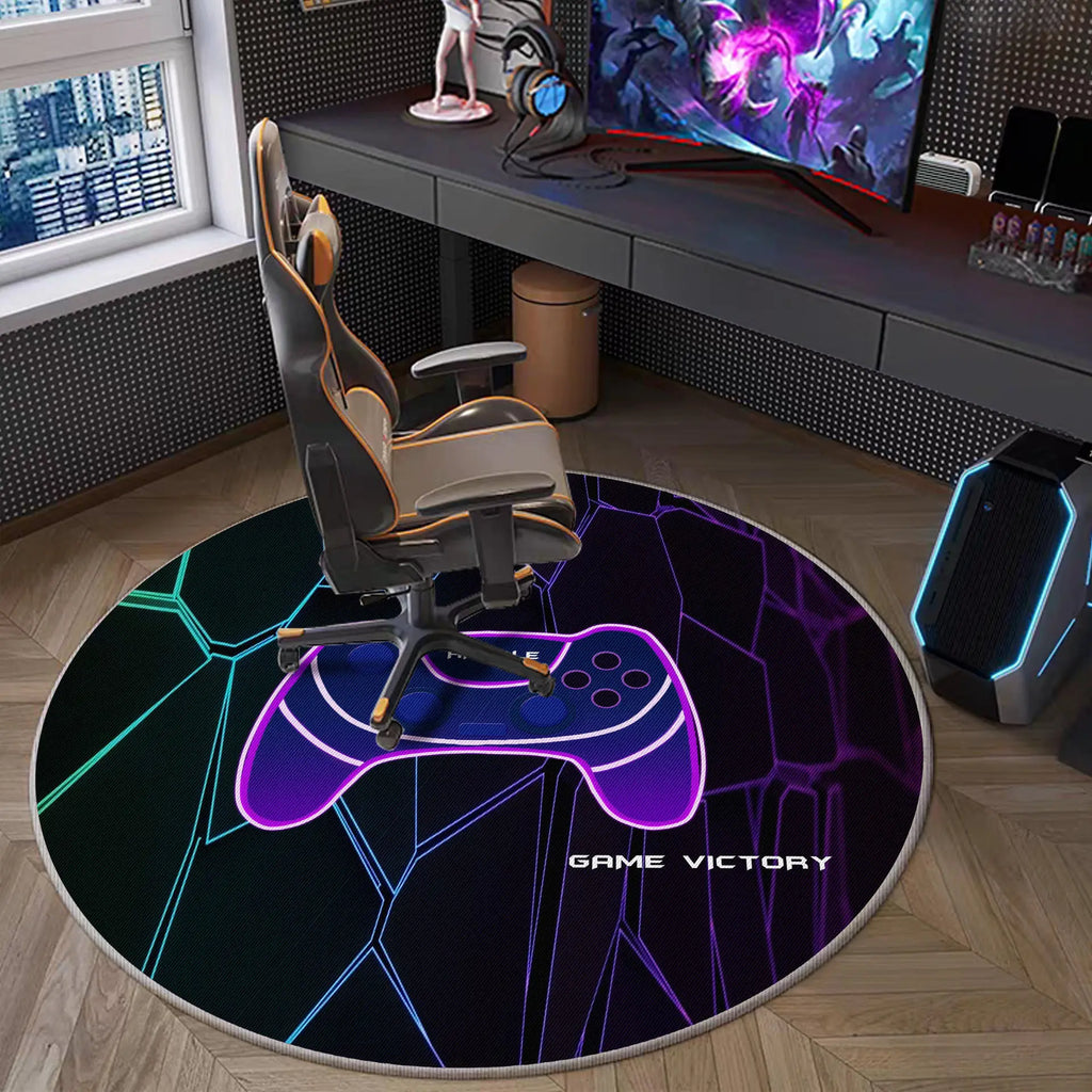 Gamer Controller Round Rug – Non-Slip Gaming Room Mat Gaming Round Rug HIP 2 80X80CM