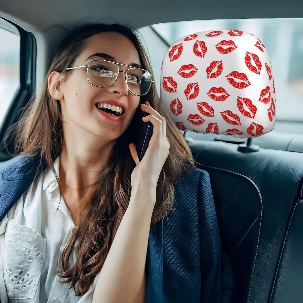 Hot Red Lips Car Headrest Covers – Universal Fit, Set of 2 Car Headrest Cover HIP