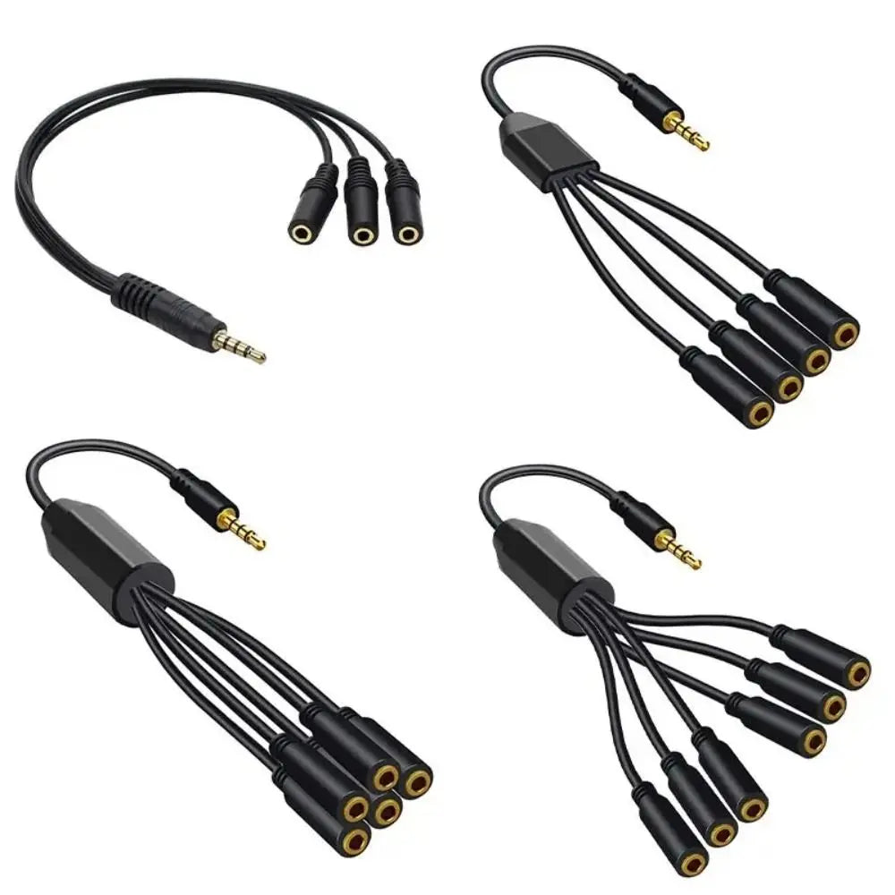 3.5mm Headphone Splitter Cable – 1 to 6 Port AUX Adapter Audio Splitter Cable HIP