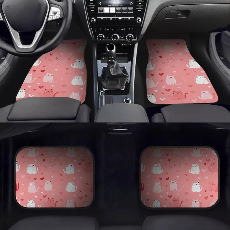 4-Piece Pink Love Car Floor Mats – Non-Slip All-Weather Set Car Floor Mats HIP