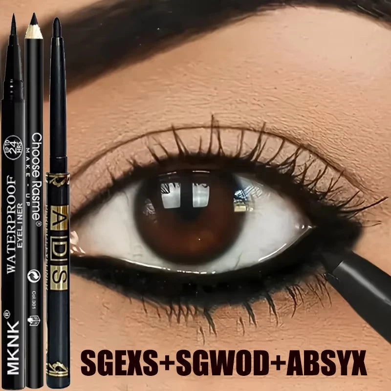 3Pcs Waterproof & Sweat-Proof Black Eyeliner Pencil - Long-LastingSmudge-Proof for Bold Eye Makeup, Easy Glide Formula for Perfe HIP 3Pc Mixed