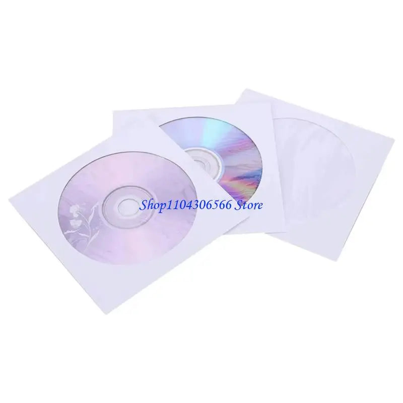 100-Pack 8cm Paper Disc Sleeves with Transparent Window Disc Storage Sleeves HIP