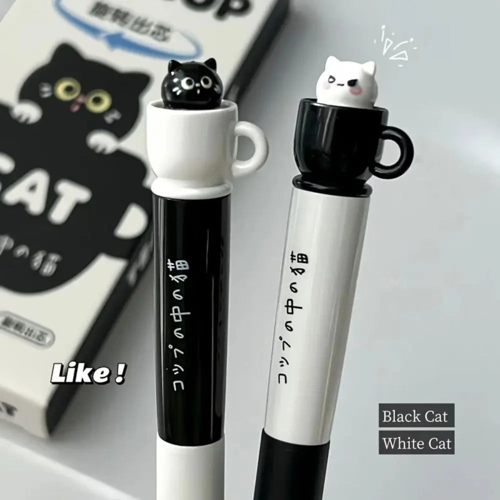 4-Pack Cute Cat Gel Pens 0.5mm Quick-Dry Black Ink Student Gel Pen Set HIP