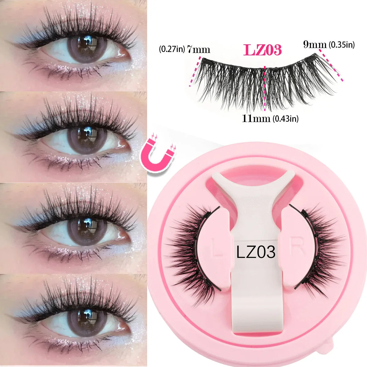 YSDO 1Pair Glue-free Magnetic Eyelashes Natural 3D Mink Eyelashes 2025 New Reusable Sensitive Eye Friendly Magnet Eyelash Kit HIP LZ03