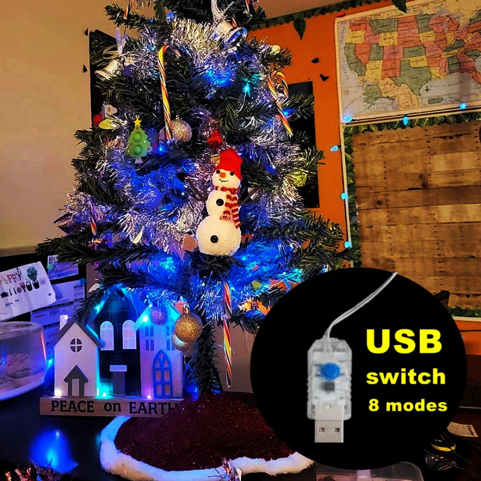 USB Silver Wire LED Fairy String Lights – 8 Modes, 1M–20M LED Fairy String Lights HIP