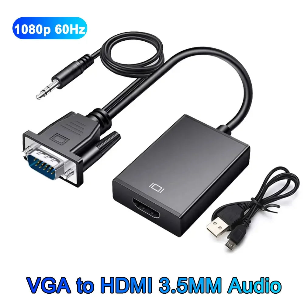 HD 1080P VGA to HDMI Converter with Audio Cable – kebidumei Video Signal Converter HIP Black