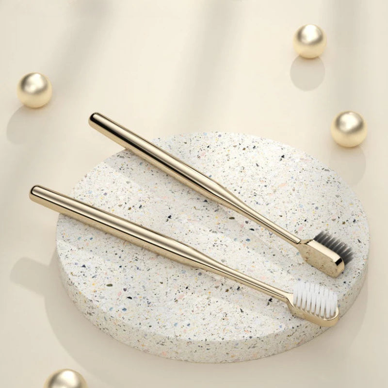 Luxury Soft Toothbrush Men Women Adult Tooth Brush Gold Silver Dental Brushes Elegance Gentle Toothbrushes Drop Shipping HIP