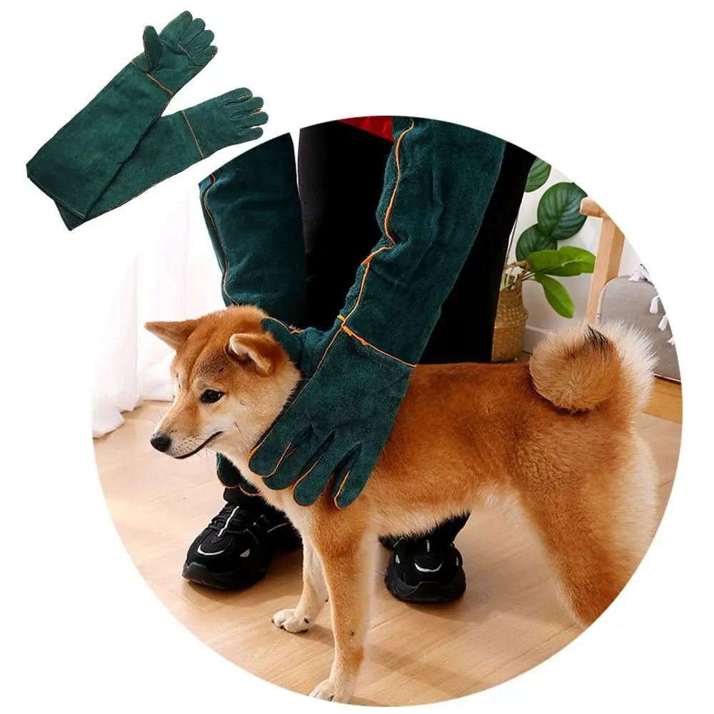 Leather Pet Handling Gloves – Bite & Scratch Resistant Pair Pet Handling Gloves HIP