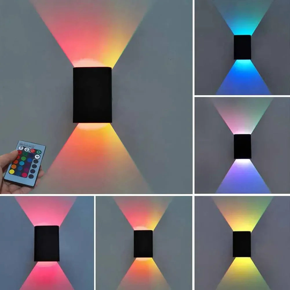 Dimmable Square Led Wall Lights Aisle Corridor Multicolor Up Down Lamps With Remote Control For Bedside Bedroom Home Decoration HIP