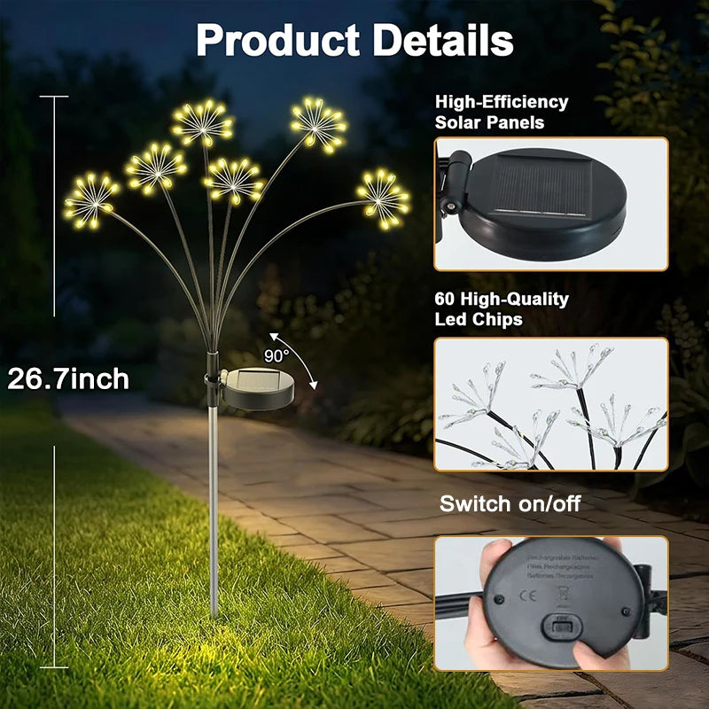 Solar Firework Fairy Lights – 60 LED IP65 Waterproof Garden Solar Garden Lights HIP