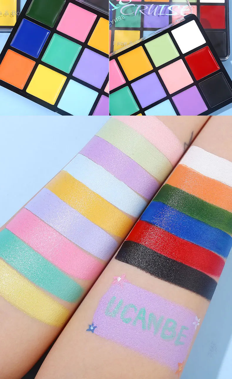 UCANBE 15-Color Face & Body Paint Palette – Hypoallergenic Face & Body Paint HIP