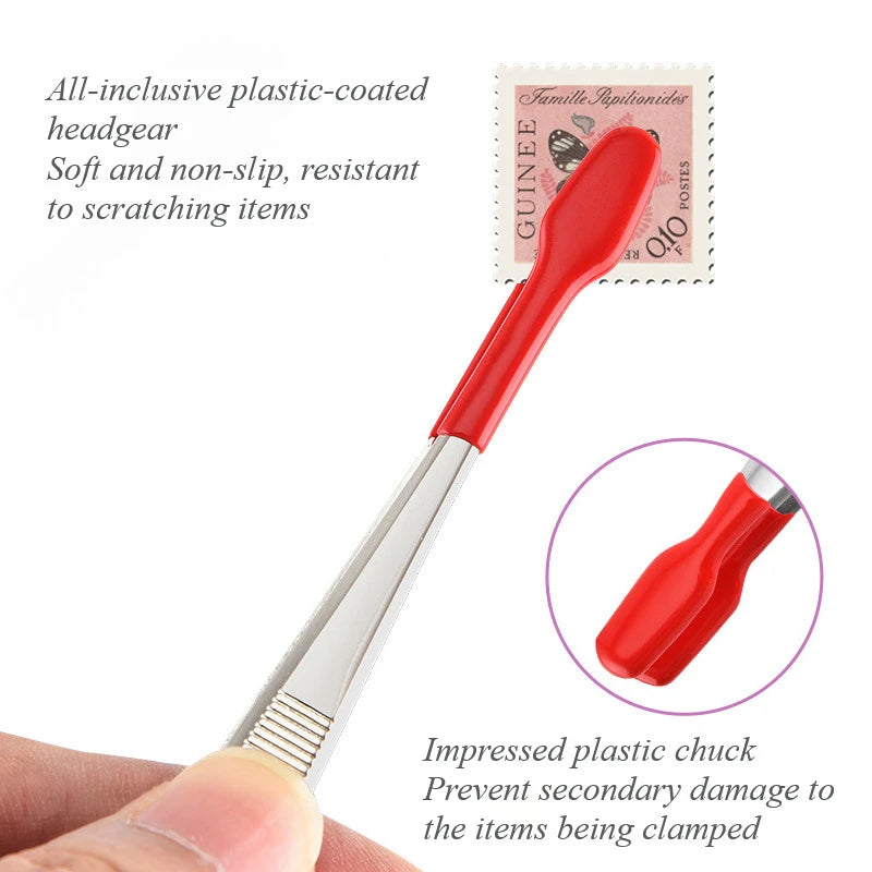 1pcs Tweezers With Rubber False Eyelash Adhesive Attachment Clamp Tips Tweezers Rubber Silicone Coated Multifunctional Product HIP