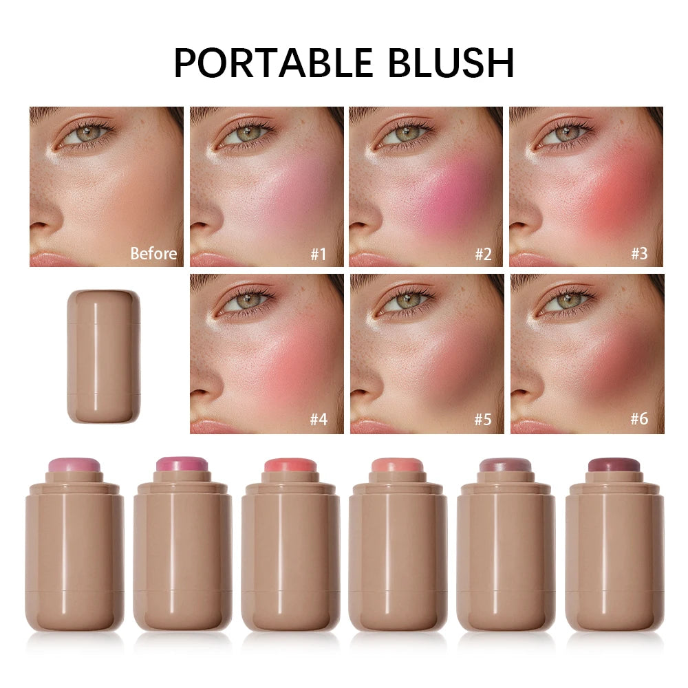 3-in-1Blush Stick Lasting Brightens Facial Cheek Stick Moisturizing Flash Lip Gloss Makeup Lip Gloss Face Rouge HIP