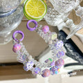 Cube Beaded Phone Strap – Hand-Painted Glass Charm Keychain Phone Charm Strap HIP Purple
