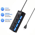 KEBIDUMEI USB 3.0 Hub 4 & 7 Port – Individual On/Off Switches USB Hub HIP Black-2.0-4 ports